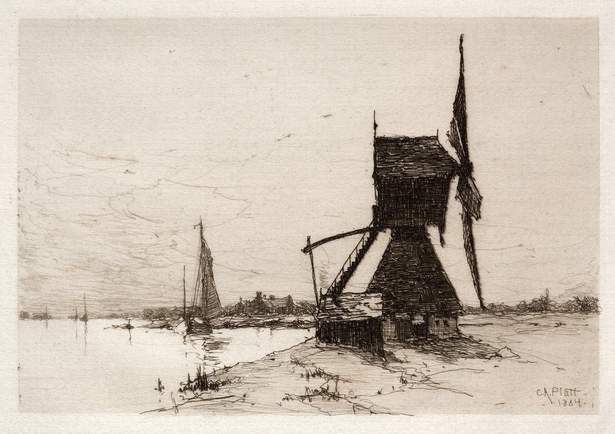 Větrný mlýn podél pobřeží, 1884. od Charles Adams Platt