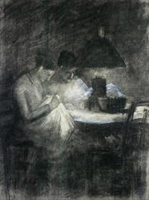 Švadleny (uhlí a bílá křída) od Charles Angrand