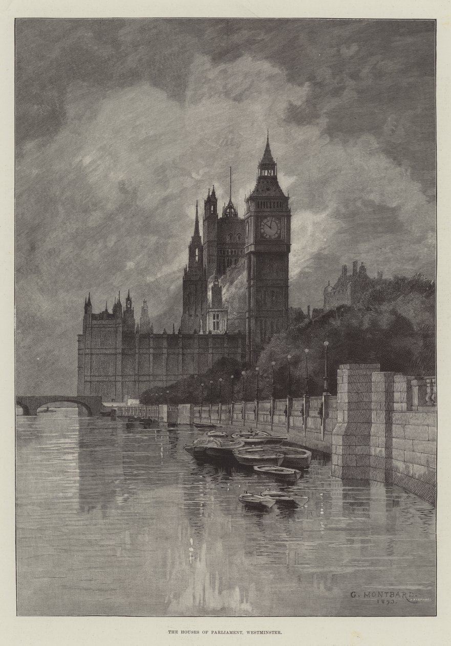 Budovy parlamentu, Westminster od Charles Auguste Loye