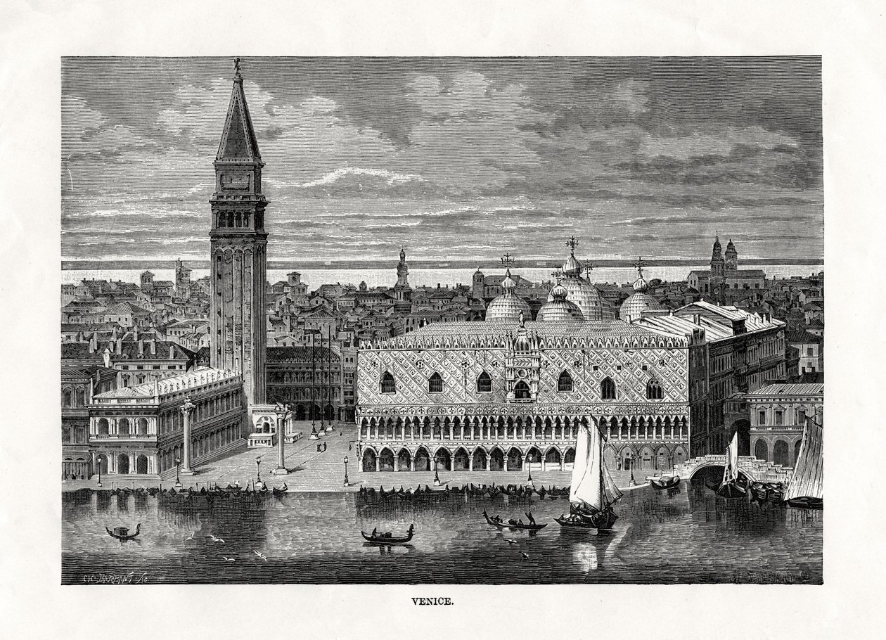 Benátky, Itálie, 1879 od Charles Barbant