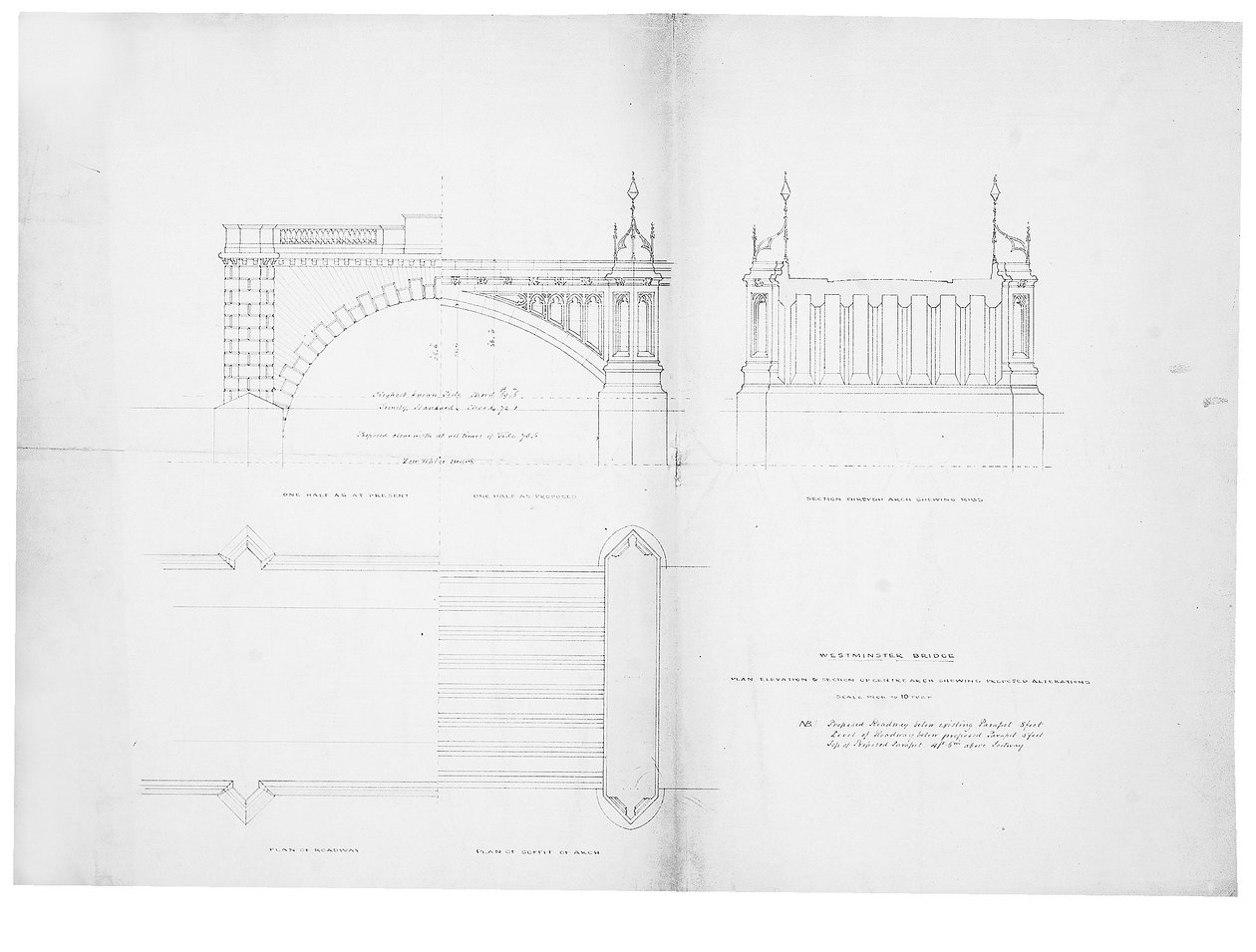 Návrh a výška pro Westminster Bridge od Charles Barry