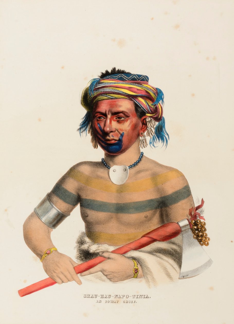 SHAU-HAU-NAPO-TINTA. IOWAYSKÝ NÁČELNÍK. od Charles Bird King