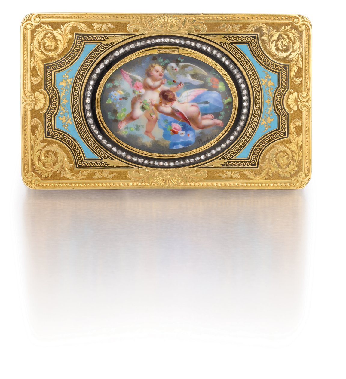 Krabice pro zpívající ptáky, cca 1840 (zlato, diamanty a smalt) od Charles Bruguier