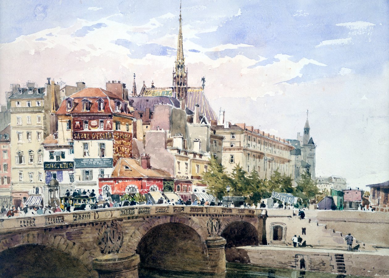 Saint-Michel Bridge, Paříž, c1822-1878. od Charles Claude Pyne