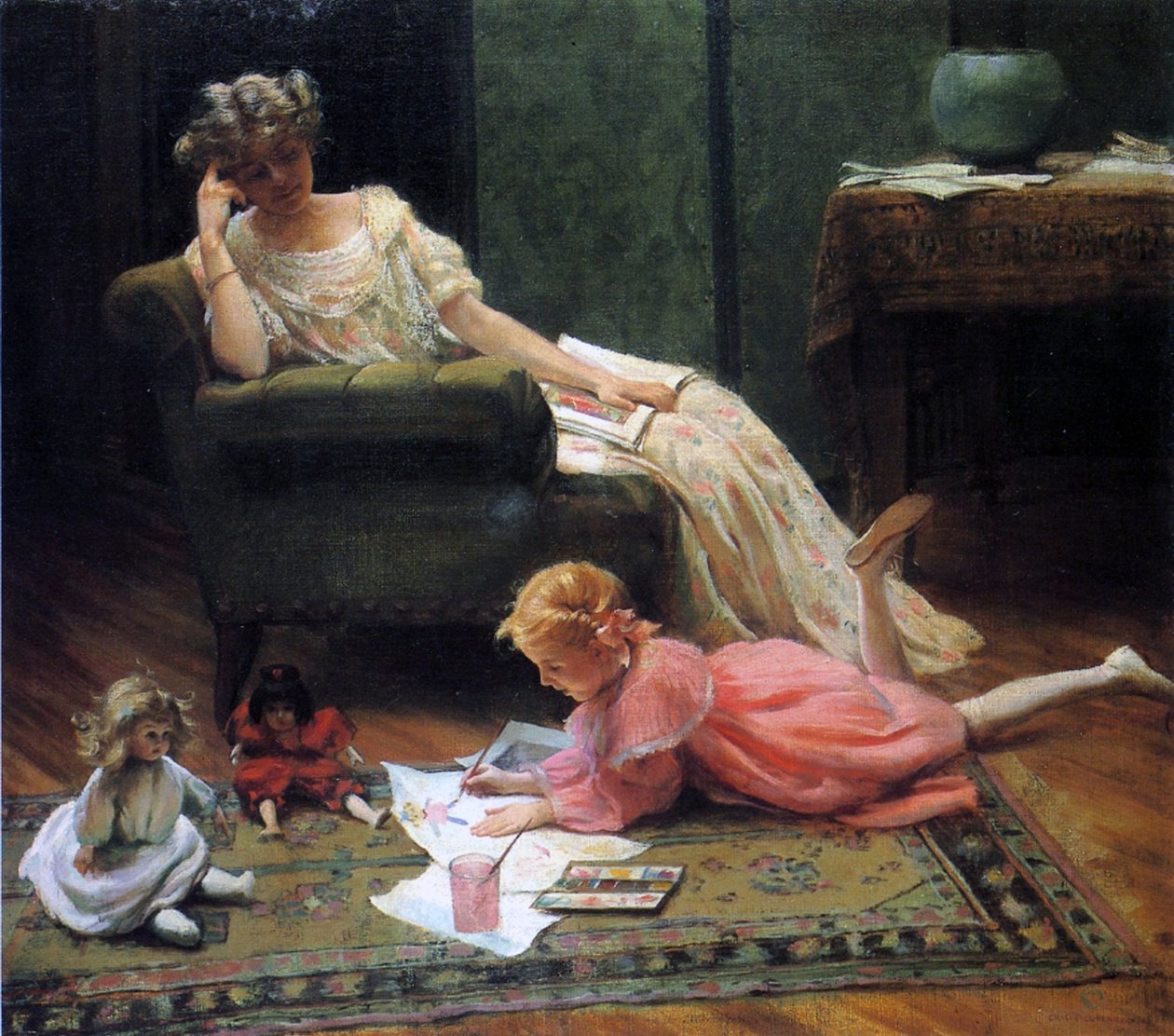 Watching the Child Play, 1909 od Charles Courtney Curran