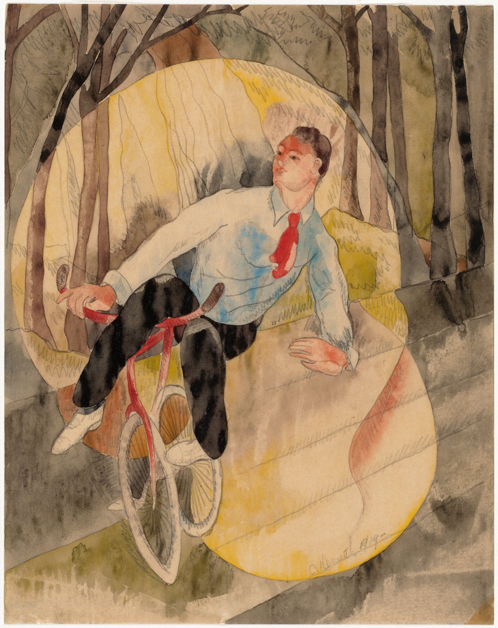 Ve Vaudeville, jezdec na kole od Charles Demuth