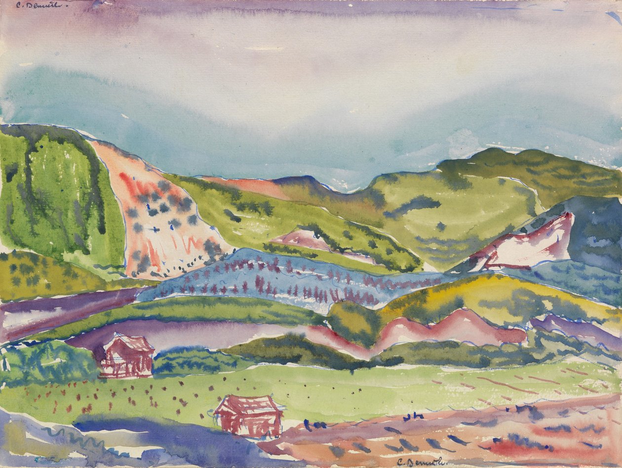 Hora s červeným domem, kolem roku 1913 od Charles Demuth