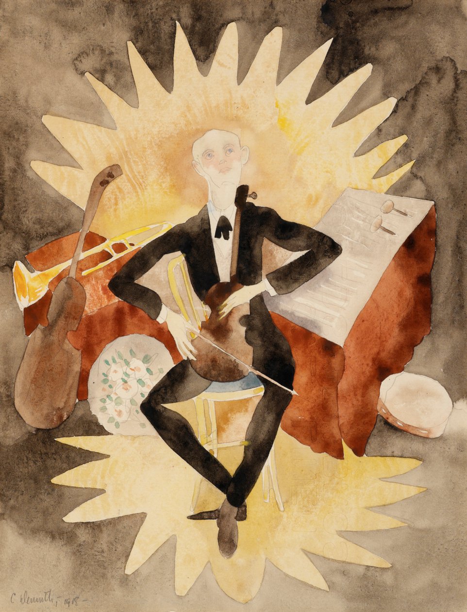 Hudebník (wc na papíře) od Charles Demuth