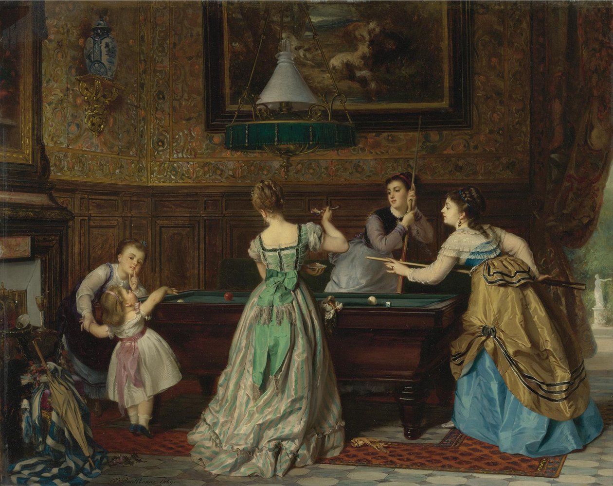 Dámy hrající kulečník, 1869 od Charles Edouard Boutibonne