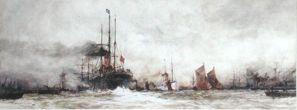Temže v Blackwall Reach od Charles Edward Dixon
