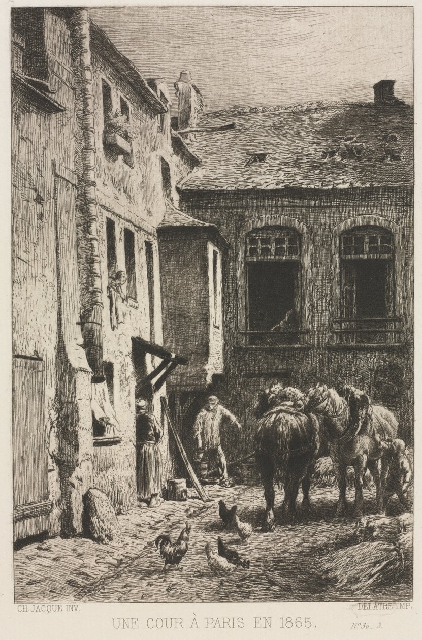 Nádvoří v Paříži od Charles Emile Jacque