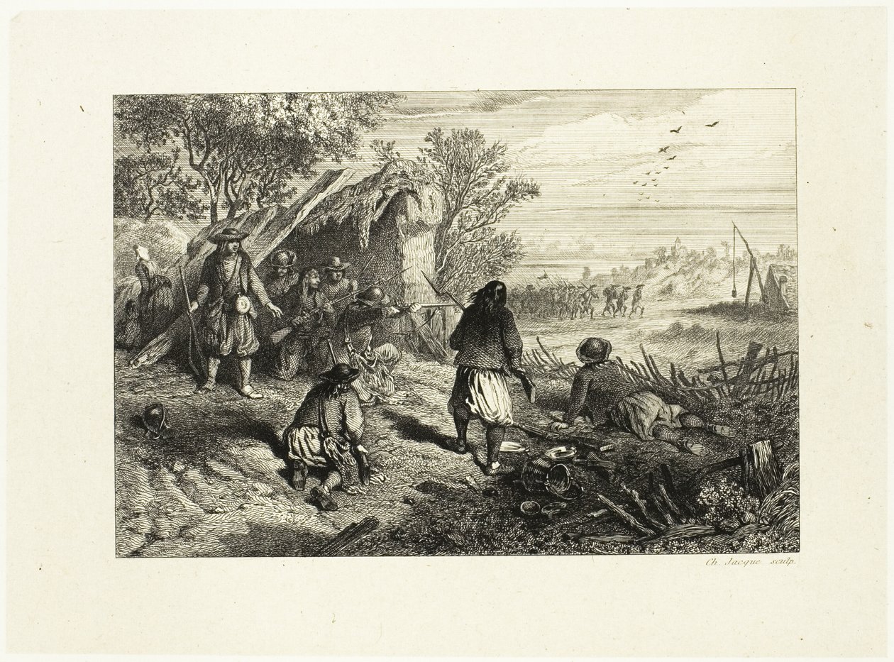 Přepadení od Charles Emile Jacque