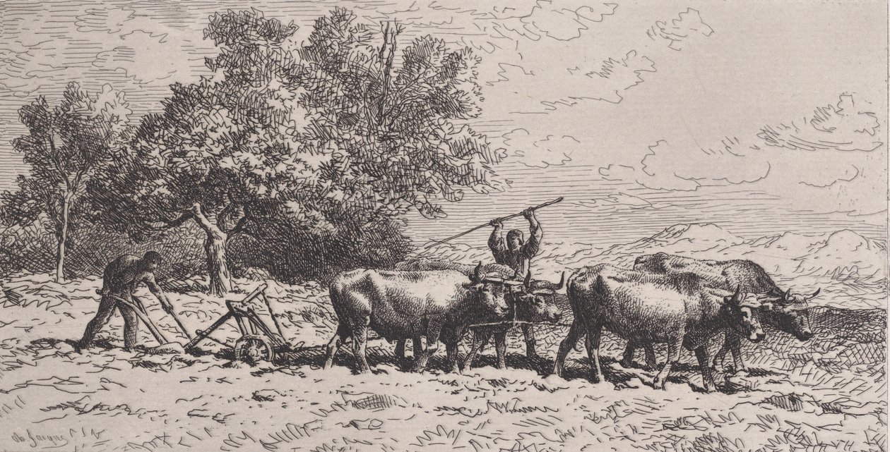 Team of Oxen, 1868. od Charles Emile Jacque