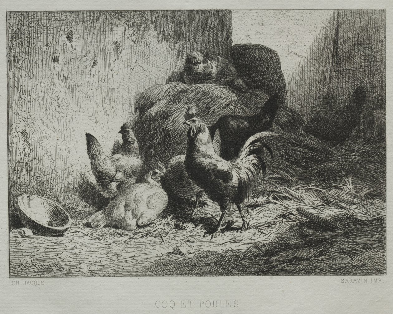 Kohout a slepice od Charles Emile Jacque