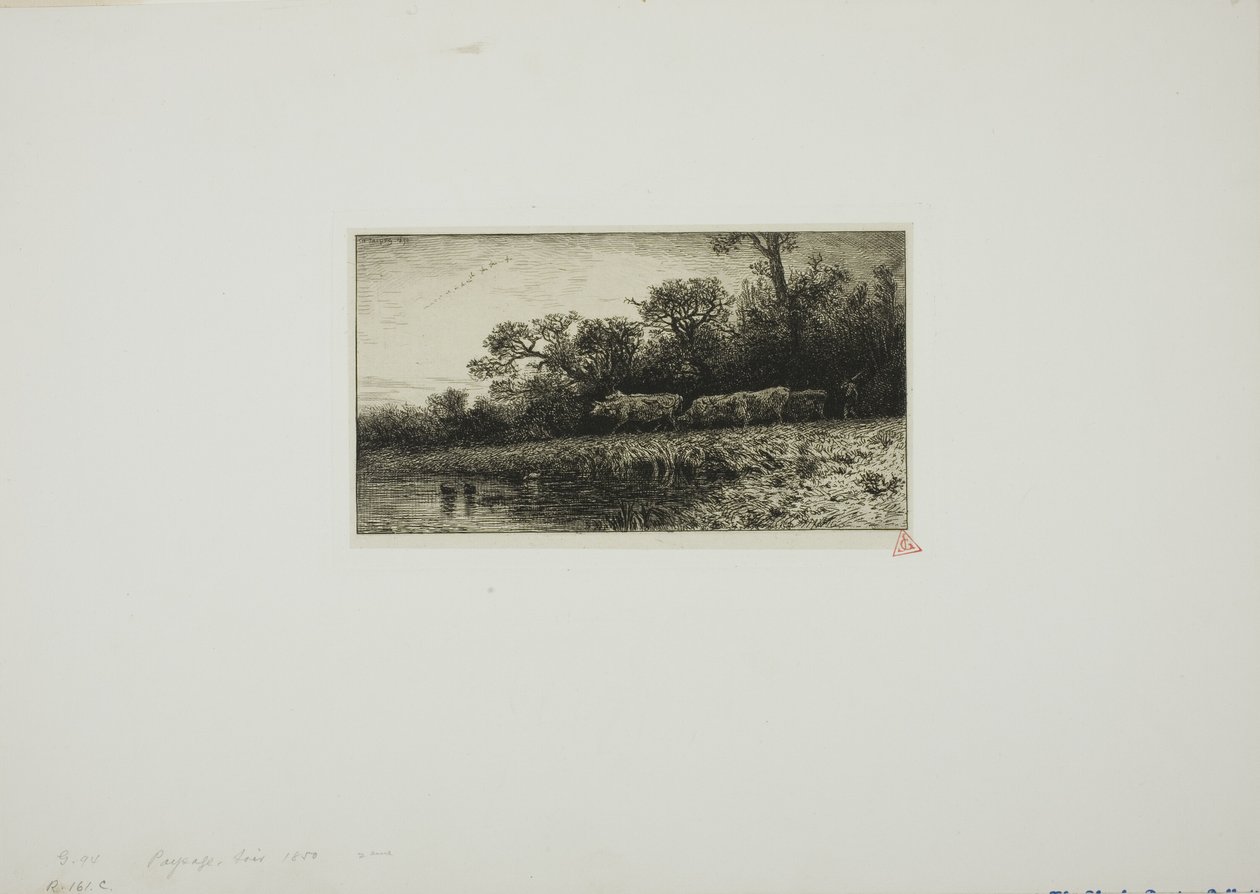 Večerní krajina od Charles Emile Jacque