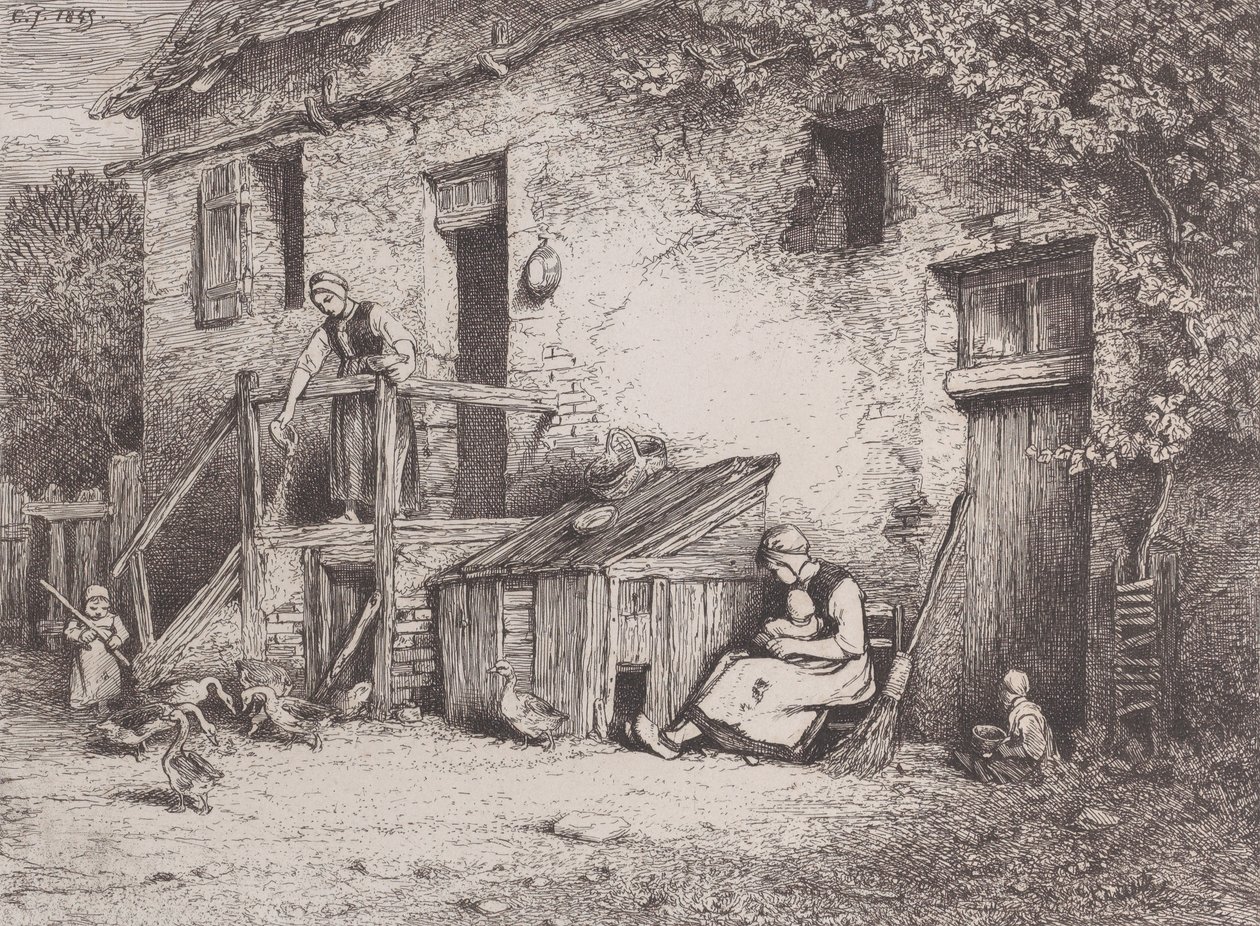 Před domem, 1845. od Charles Emile Jacque