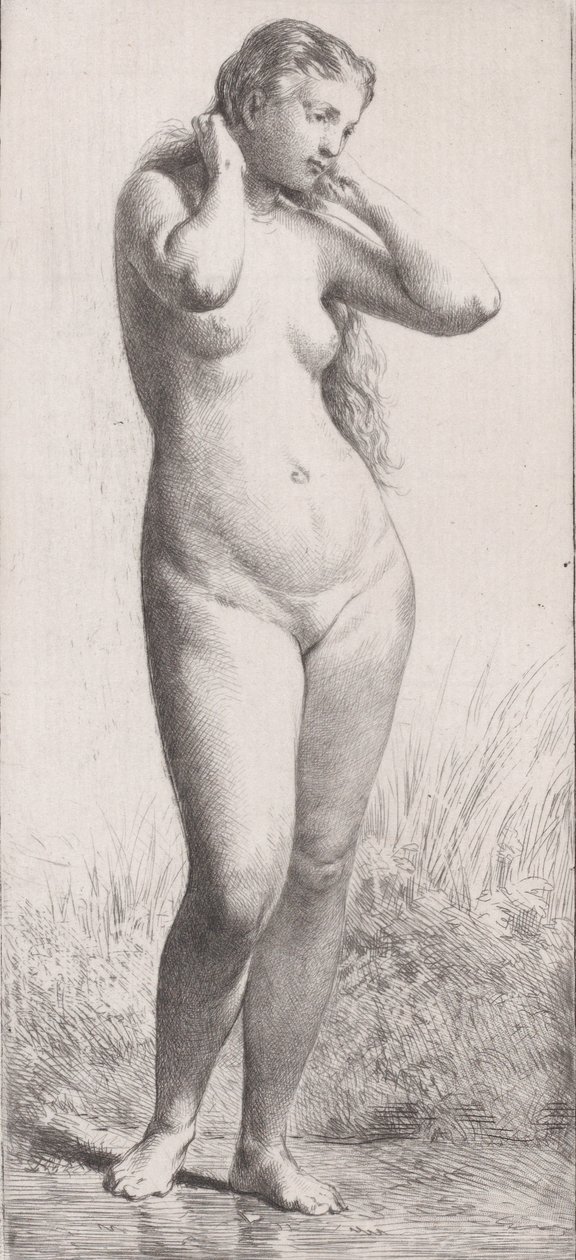 Mladá žena ve vaně, 1866. od Charles Emile Jacque