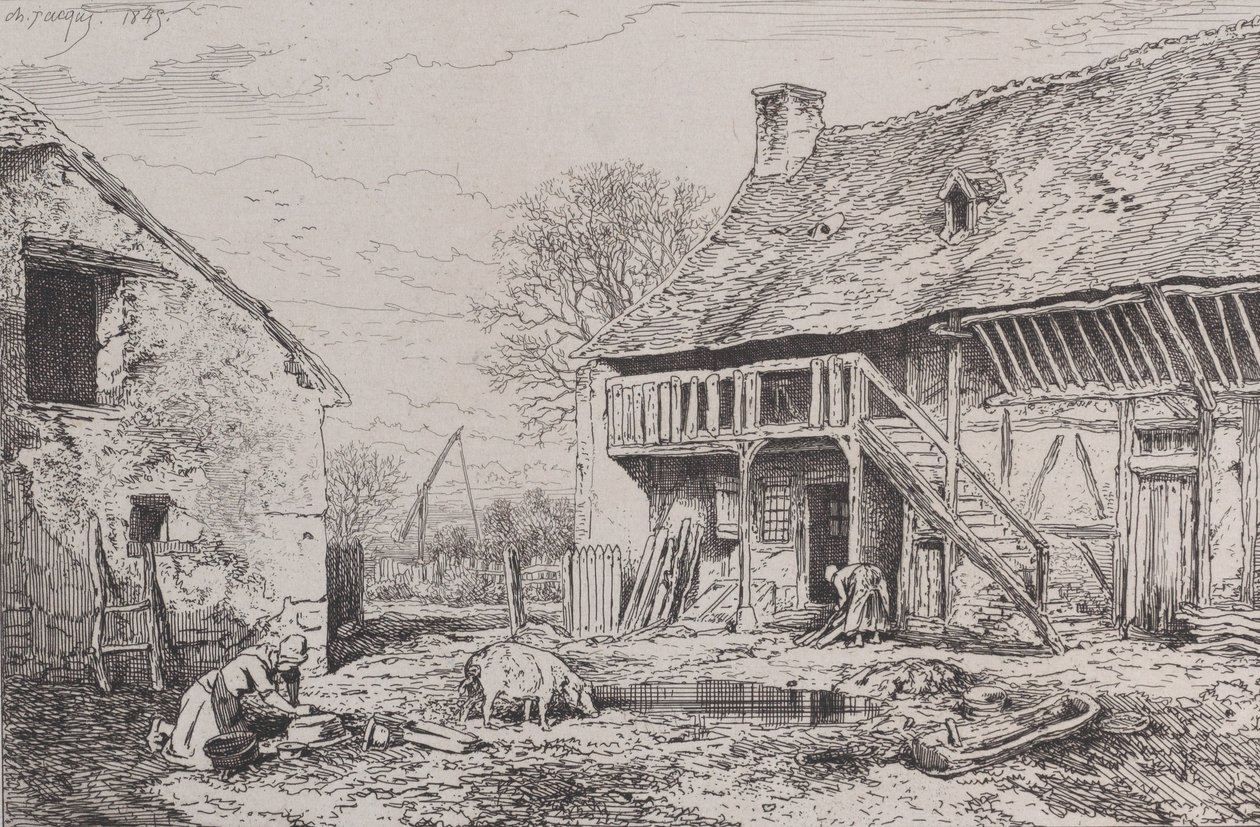 Krajina selského dvora, 1845. od Charles Emile Jacque