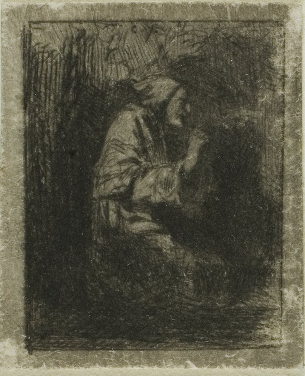 Mnich v modlitbě od Charles Emile Jacque