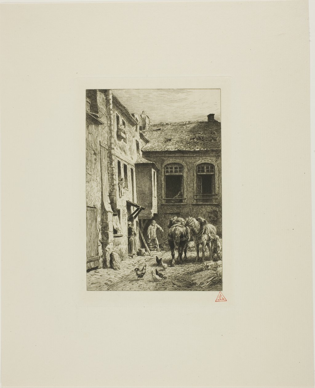 Pařížské nádvoří od Charles Emile Jacque