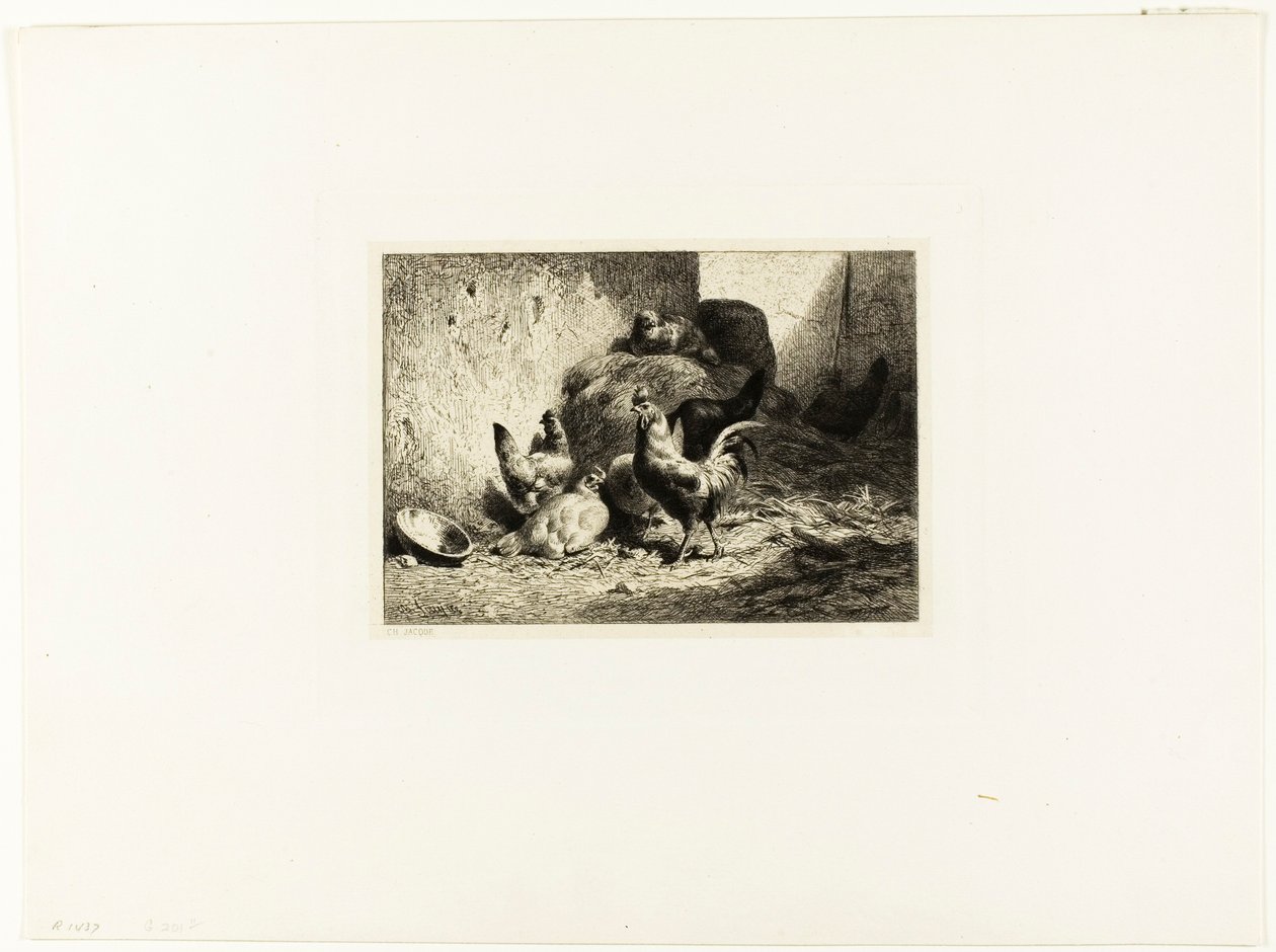 Kohout a slepice od Charles Emile Jacque