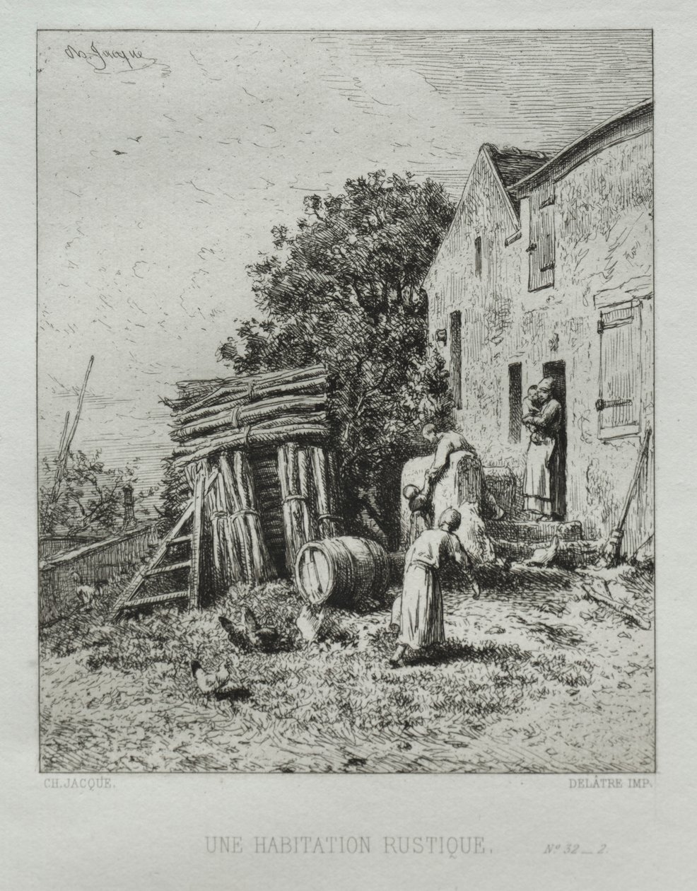 Rustikální dům. od Charles Emile Jacque