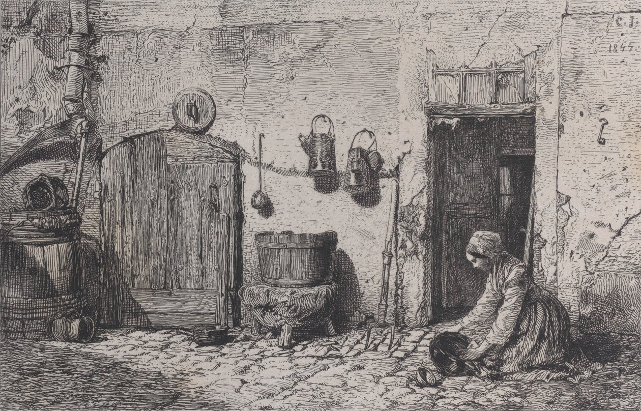 Drhnoucí žena, 1844. od Charles Emile Jacque