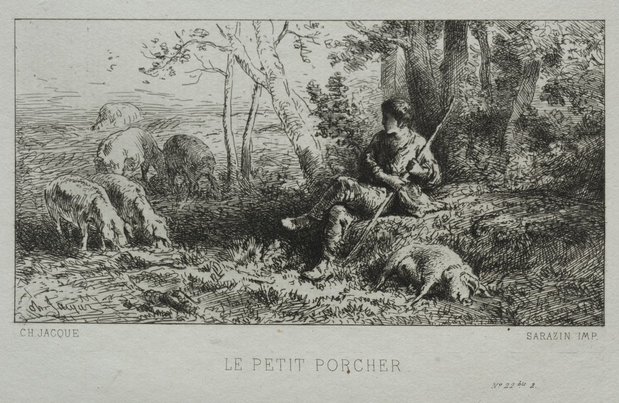 Malý pastevec vepřů. od Charles Emile Jacque