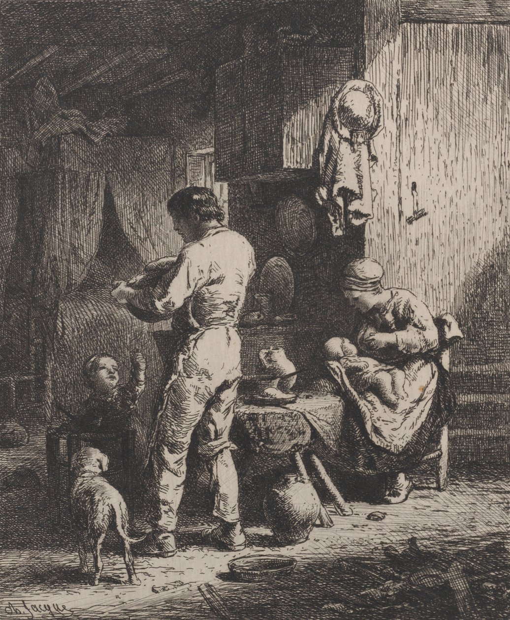 The Meal, 1864. od Charles Emile Jacque