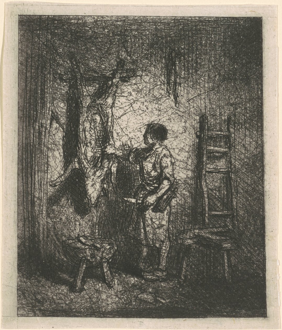Řezník vepřů od Charles Emile Jacque
