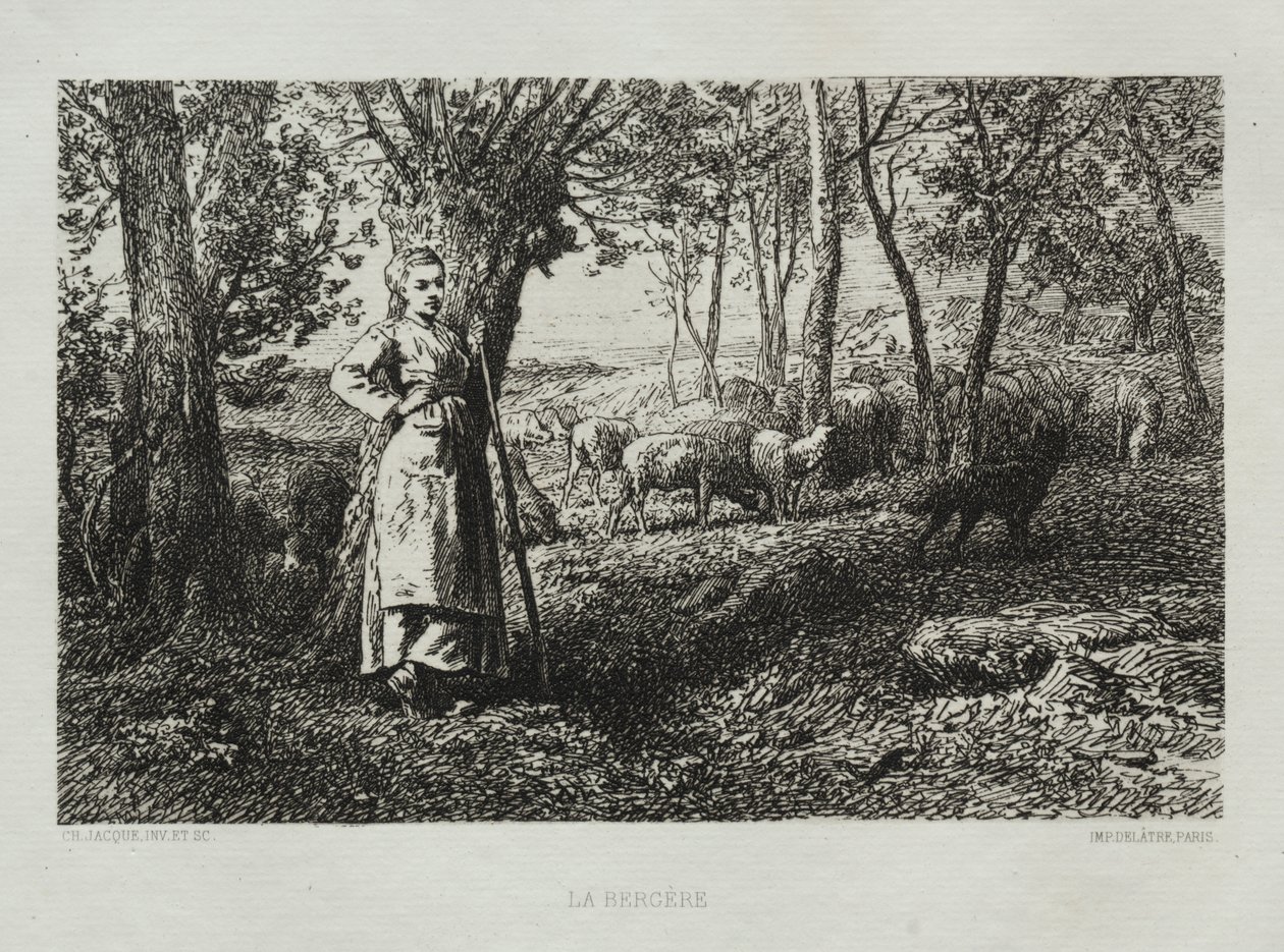 Pastýřka od Charles Emile Jacque