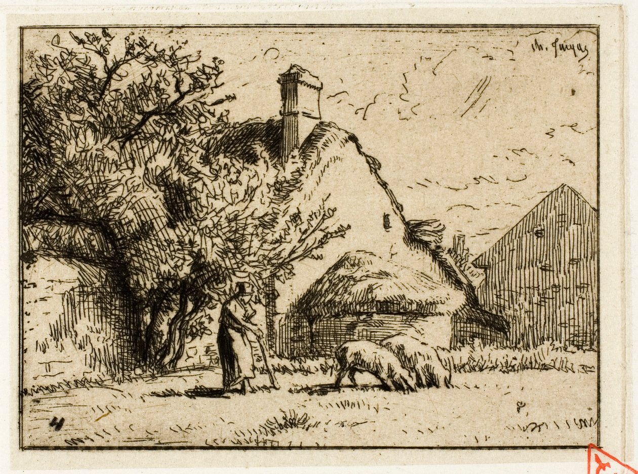 Žena Péče o dvě prasata od Charles Emile Jacque