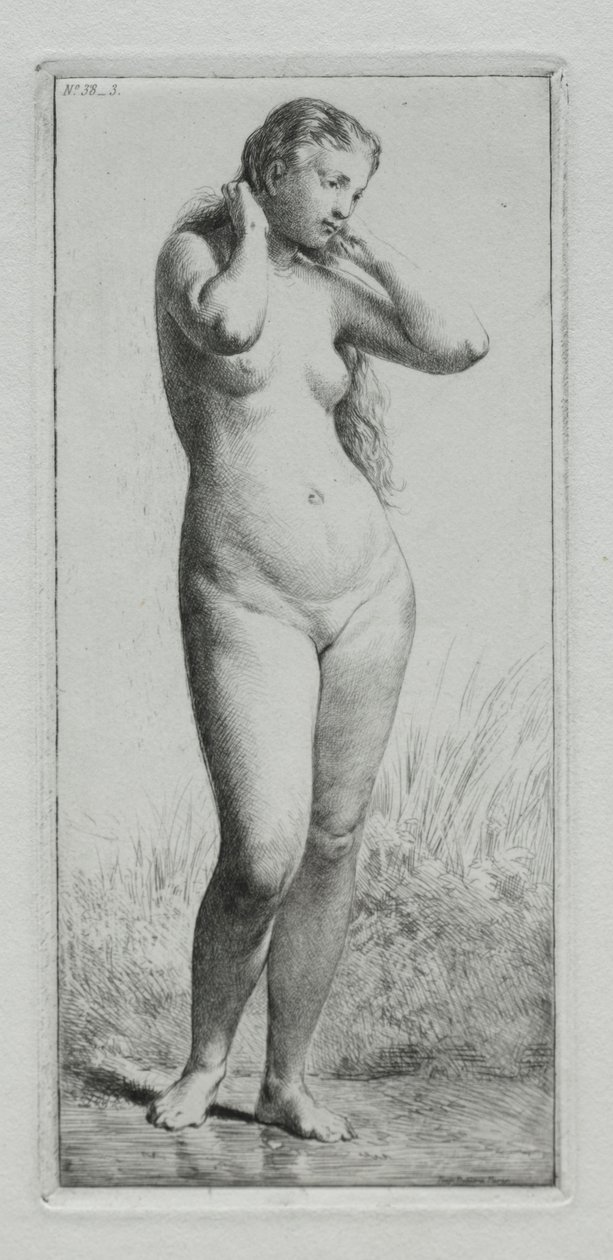 Mladá žena koupání. od Charles Emile Jacque
