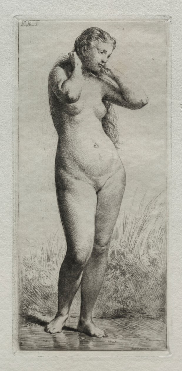 Mladá žena koupání. od Charles Emile Jacque