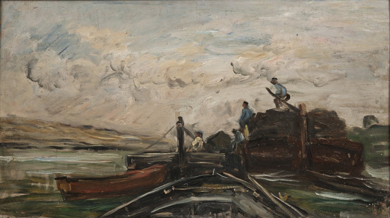 Barges on a River, c.1865 od Charles Francois Daubigny