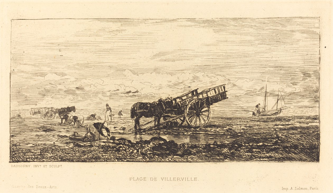 Pláž ve Villerville od Charles Francois Daubigny