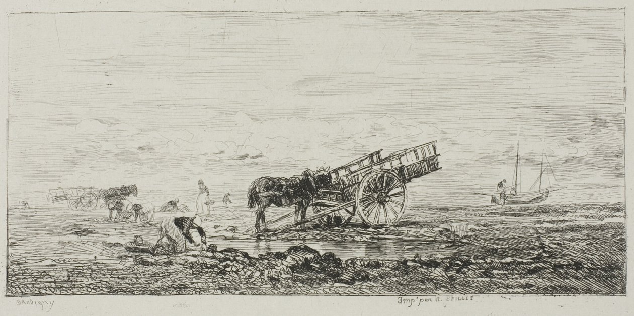 Pláž ve Villerville od Charles Francois Daubigny