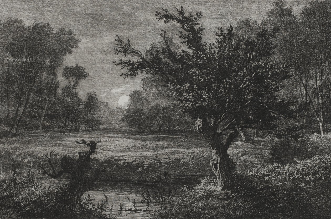 Východ měsíce v údolí Andilly od Charles Francois Daubigny