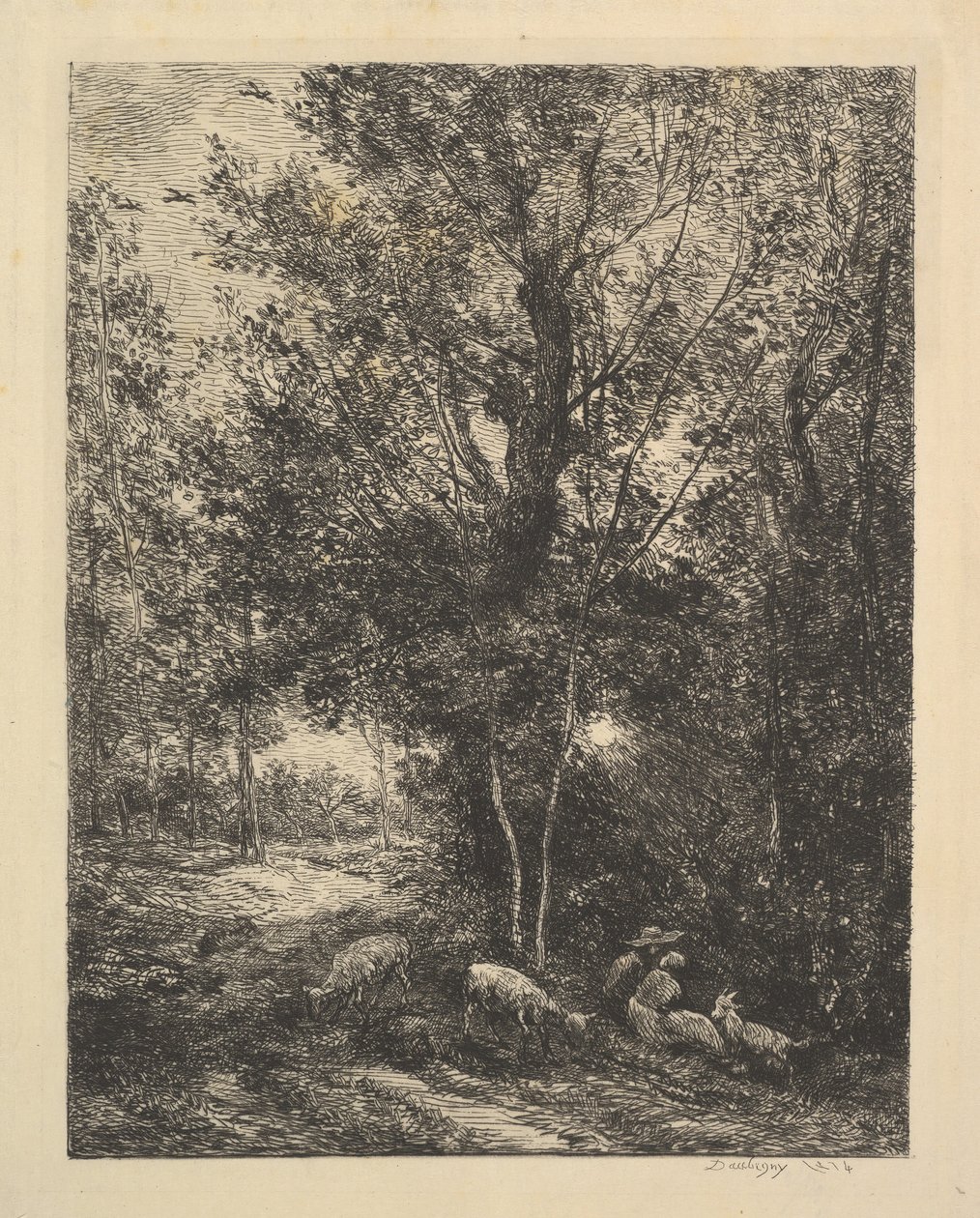 Pastýř a pastýřka, 1874. od Charles Francois Daubigny