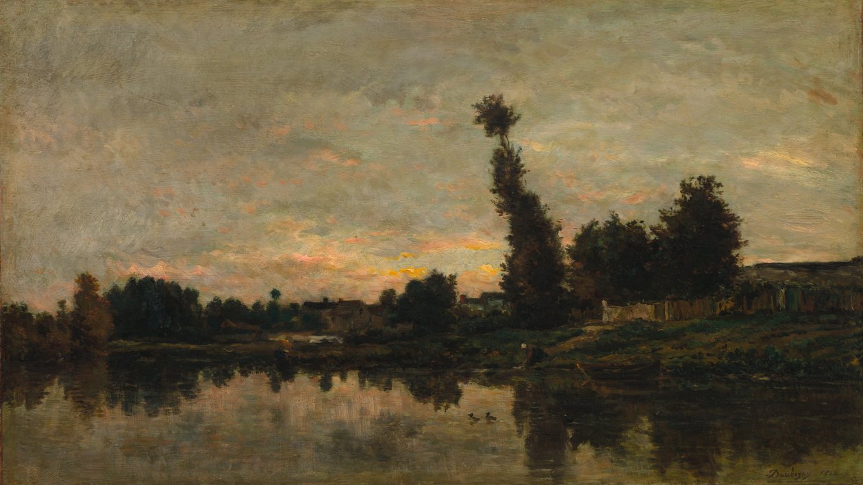 Západ slunce na řece Oise od Charles Francois Daubigny