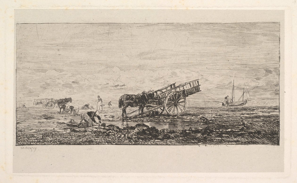 Pláž ve Villerville, 1837-78. od Charles Francois Daubigny