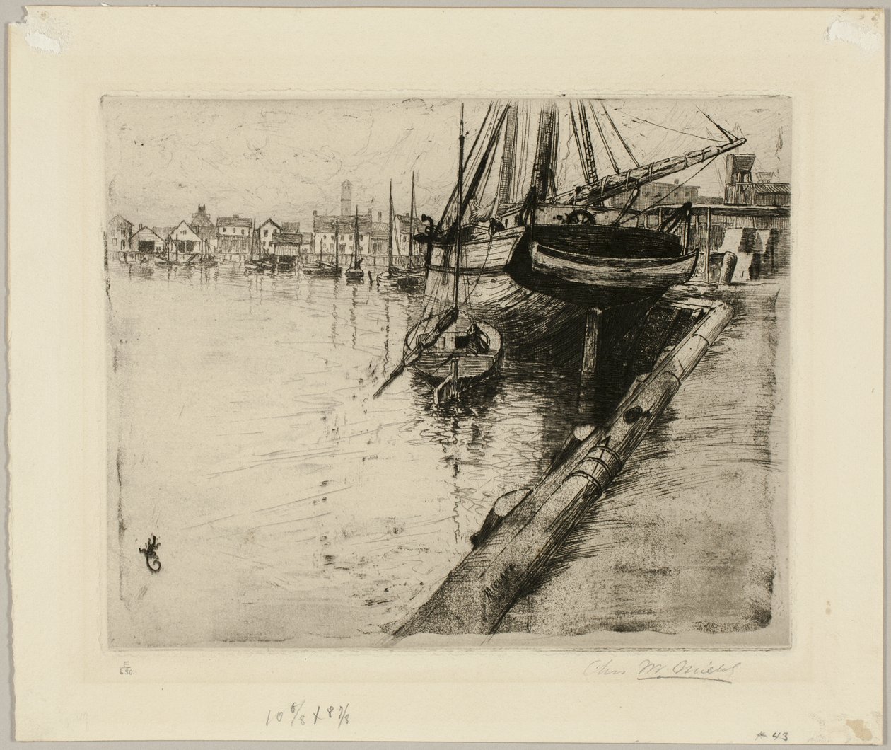 Dock, řeka New York od Charles Frederick William Mielatz