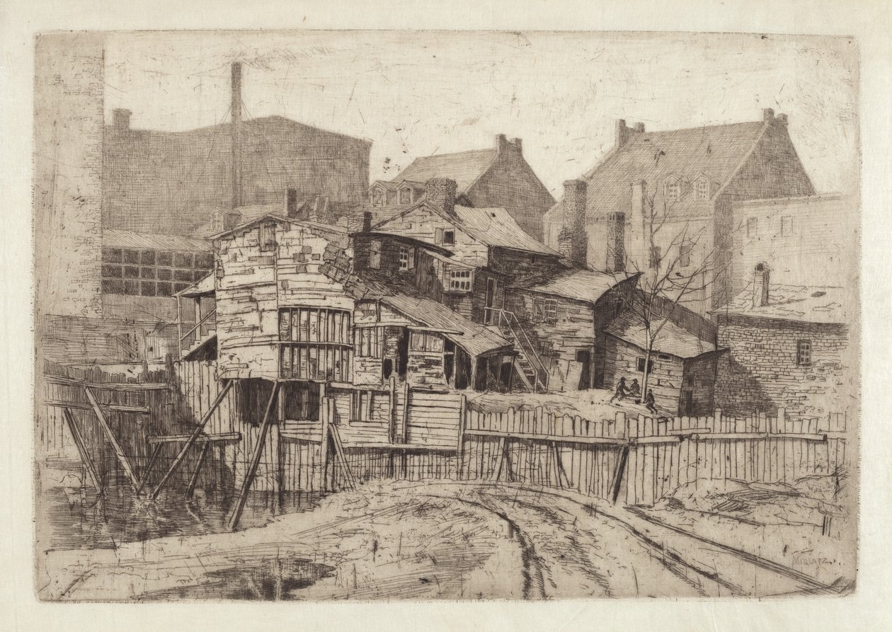 Bez názvu (Dřevěný dům ve městě) od Charles Frederick William Mielatz
