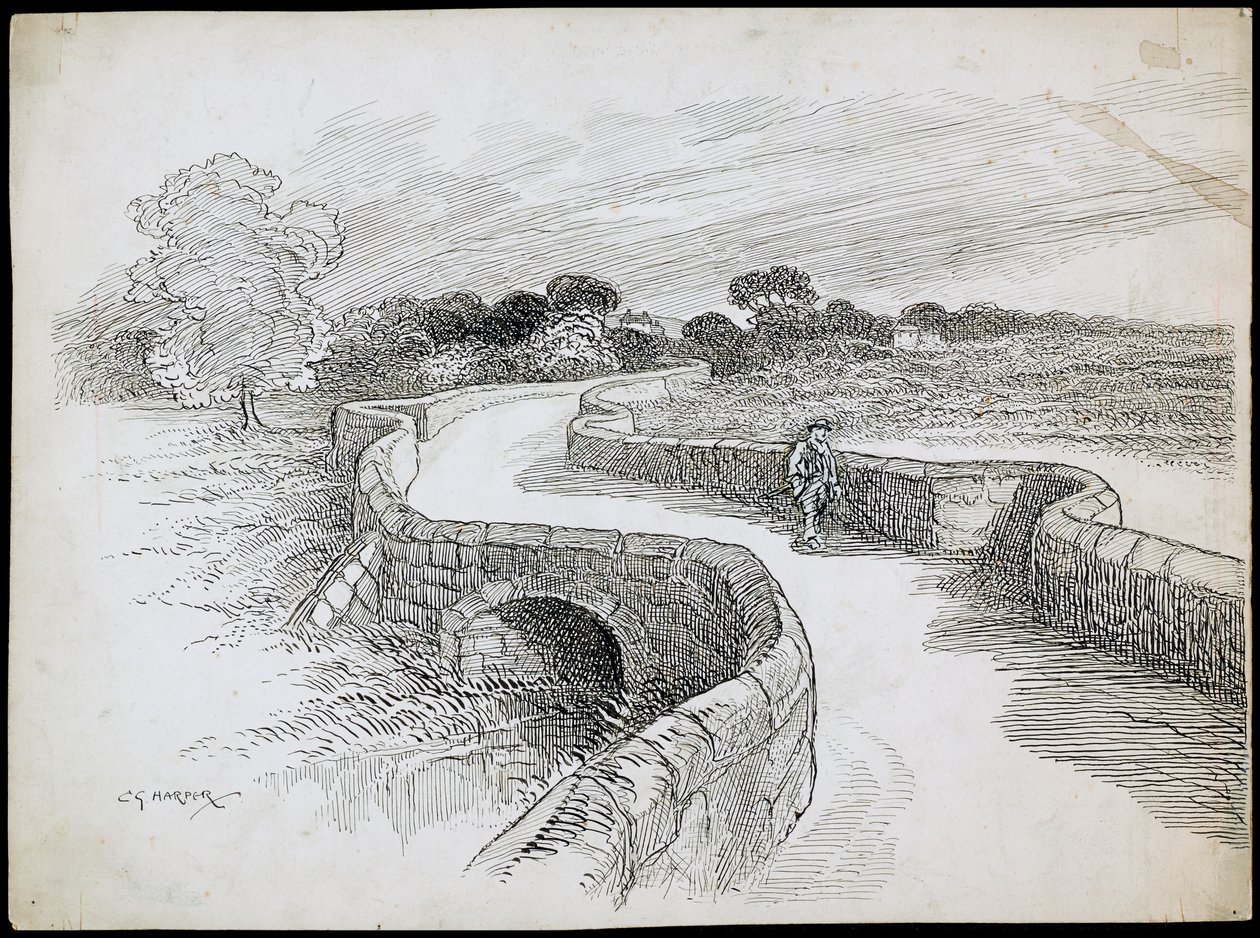 Swarkestone Bridge, Derbyshire, 1892-1933 od Charles George Harper