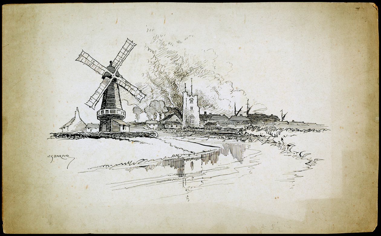 Wellingtonin tuulimylly, Barking, Suur-Lontoo od Charles George Harper