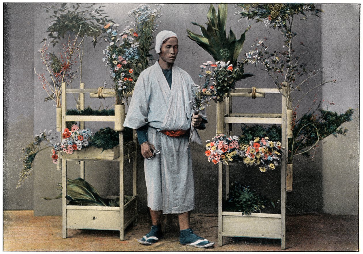 Obchodník s květinami v Japonsku, c1890 od Charles Gillot