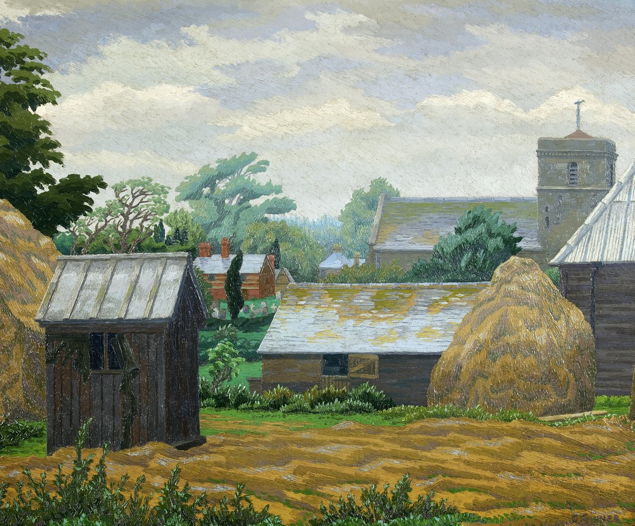 Church Farm, Shipley (olej na plátně) od Charles Ginner