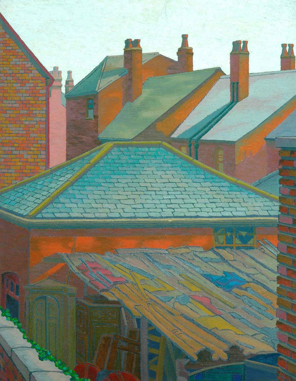 Střechy a komíny (olej na plátně) od Charles Ginner