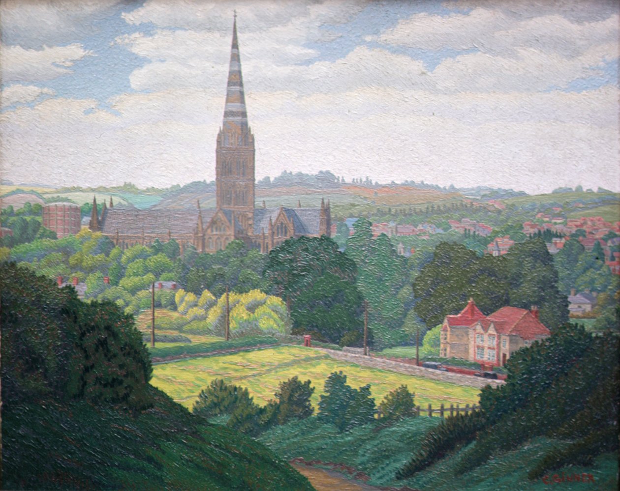 Katedrála v Salisbury (olej) od Charles Ginner