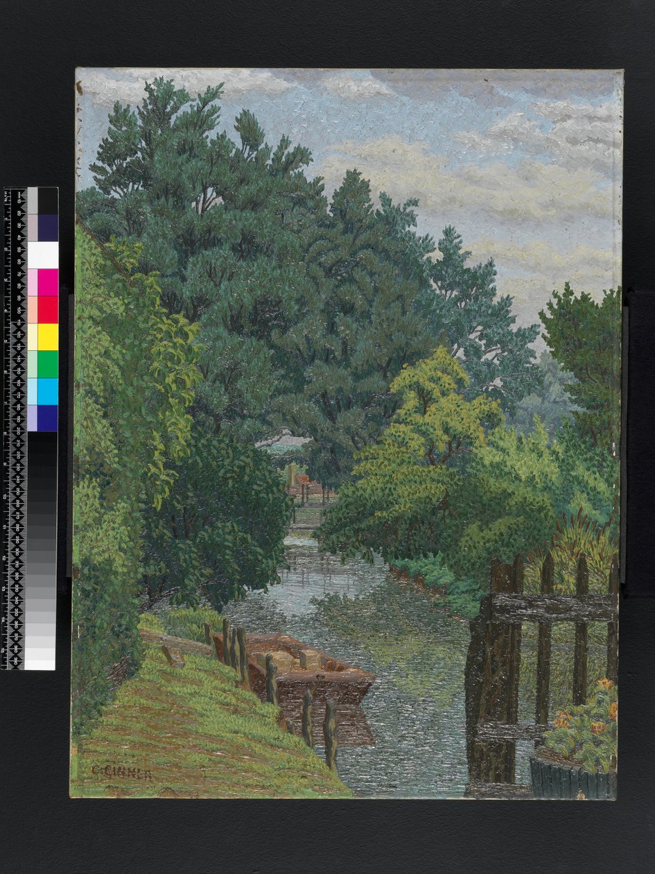Pramice v mlýnském proudu, kolem roku 1930 od Charles Ginner
